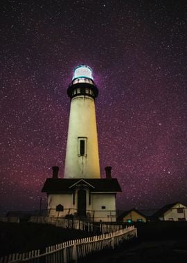 Light House by Starry Sky