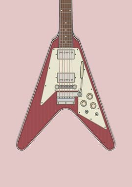 Burgundy V Guitar