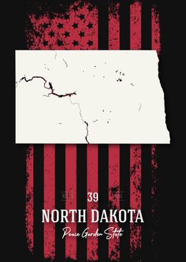 North Dakota State Map USA