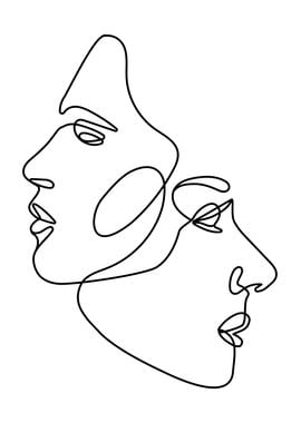 Abstract Couples line art