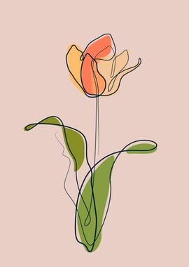 Rose flower one line art