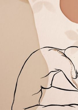 Woman nude modern line art