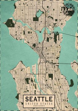 Seattle City Map Vintage