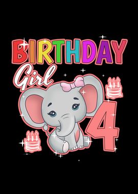 Birthday Girl 4 Elephant