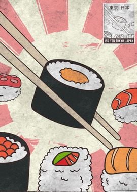 Sushi Postage Stamp