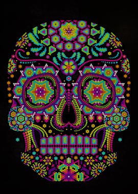 skull huichol mexico art