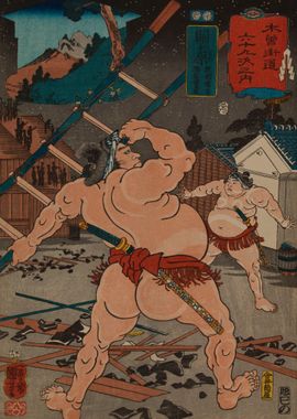 Sumo Wrestlers Fighting