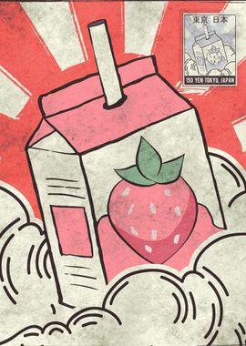 Strawberry Milk Old Stamp