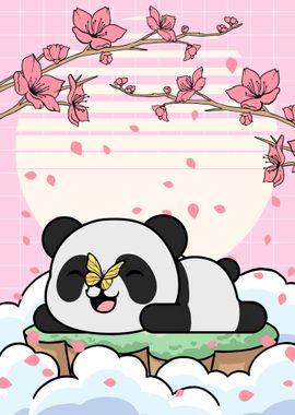 Cute Panda Cherry Blossom