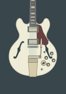 White Hollow Body Guitar