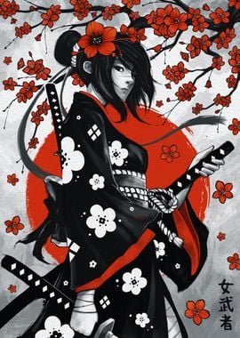 'Japanese Female Samurai' Poster, picture, metal print, paint by B ...