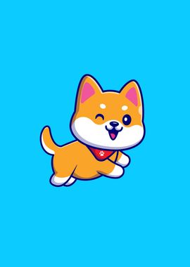 Cute Shiba Inu Dog Running