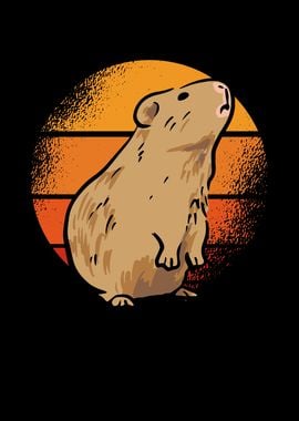 Cute guinea pig retro sun