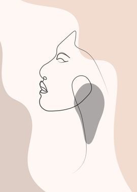 Woman face one line art