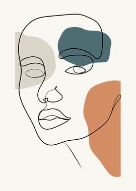 Female face one line art