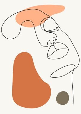 Erotic woman face line art