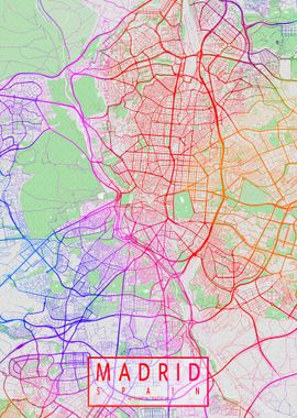 Madrid City Map Colorful