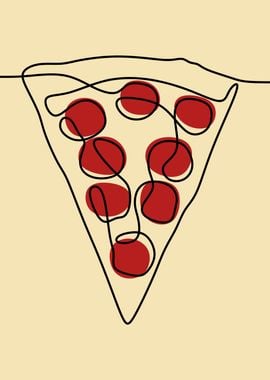 Pizza food one line art