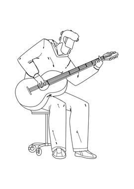 Man playing guitar lineart