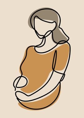 Pregnant woman line art