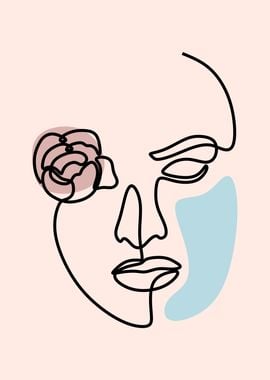 Woman with flower line art