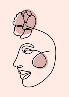 Floral woman line art