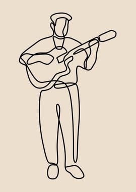 Man playing guitar lineart