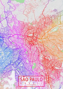 Sao Paulo Map Colorful