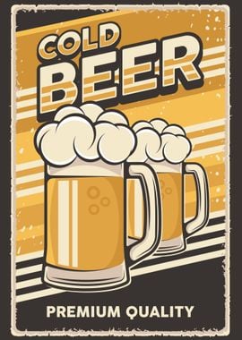 Cold Beer VIntage Poster