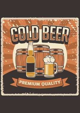 Cold Beer VIntage Poster