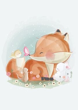 Cute Fox With His Friends