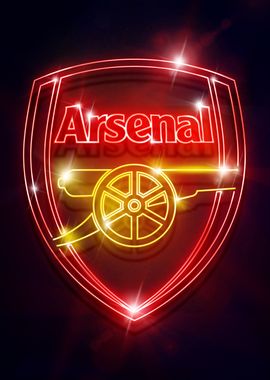 'Neon Arsenal Crest yellow' Poster, picture, metal print, paint by ...
