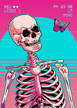 Vaporwave Skeleton Retro