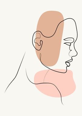 Woman face one line art