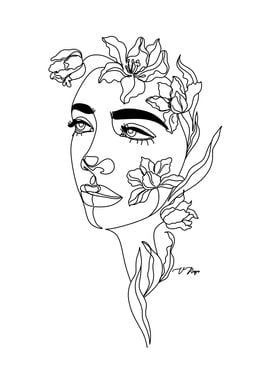 Flower head Line art