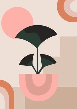 Pink Green abstract shapes