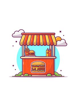 Burger Stand Cartoon