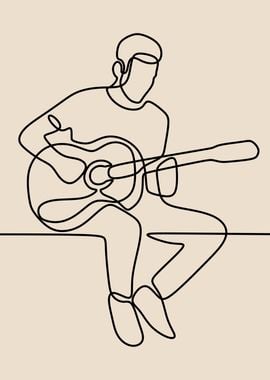 Man playing guitar lineart