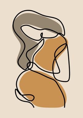 Pregnant woman oneline art