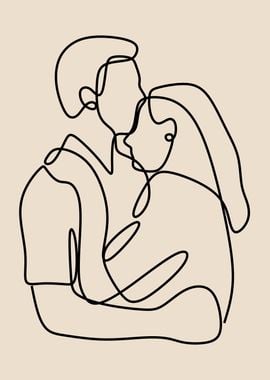 Couples kissing line art