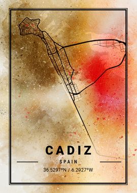 Cadiz Ara Watercolor Map