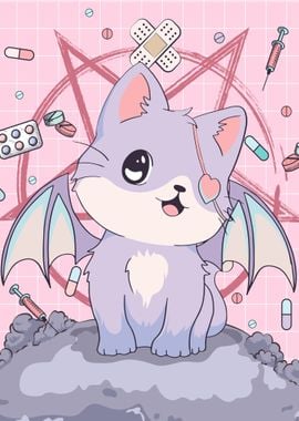 Pastel Goth Cat Kawaii