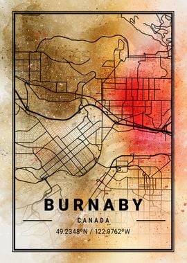 Burnaby Ara Watercolor Map