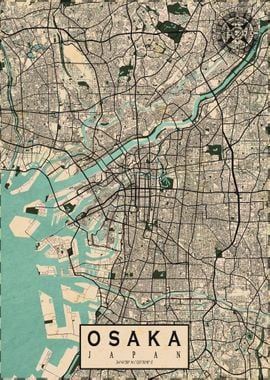 Osaka City Map Vintage