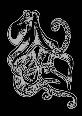 Octopus black white