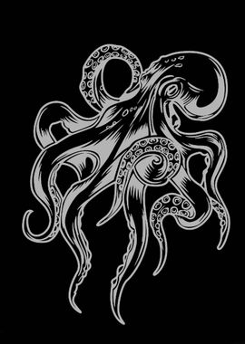 Octopus black white