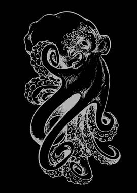 Octopus black white