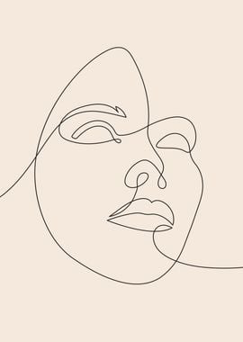 Woman face continuous line