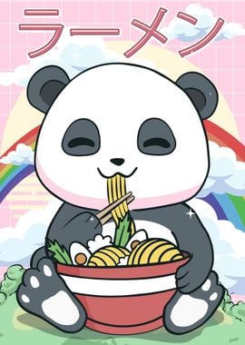 Kawaii Cute Anime Panda Otaku Japanese Ramen Noodles Gift - Kawaii Anime  Panda - Sticker