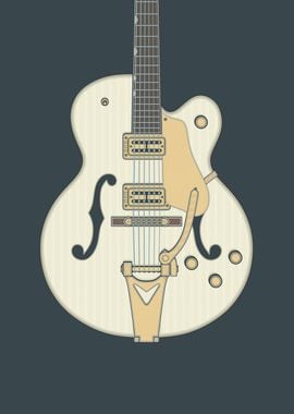 White Hollow Body Guitar